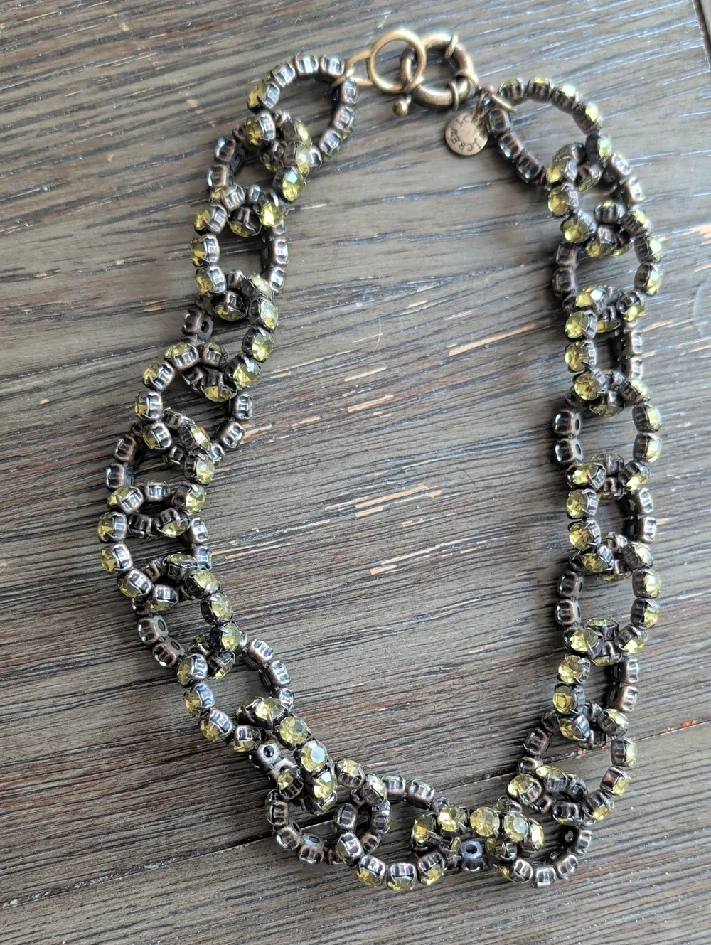 J Crew Yellow Crystal Chain Link Necklace - Women Jewelry